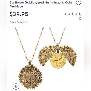 Sunflower Gold Layered Hummingbird Coin
Necklace